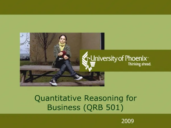 Quantitative Reasoning for Business QRB 501