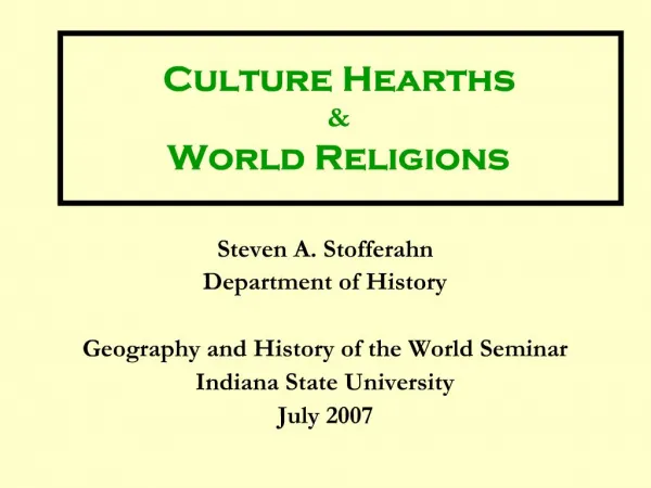 Culture Hearths World Religions