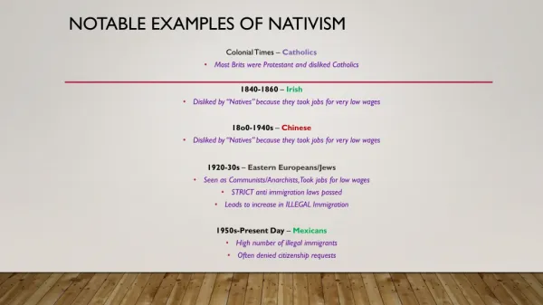 Notable Examples of Nativism