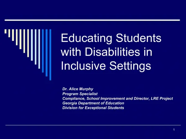 Educating Students with Disabilities in Inclusive Settings
