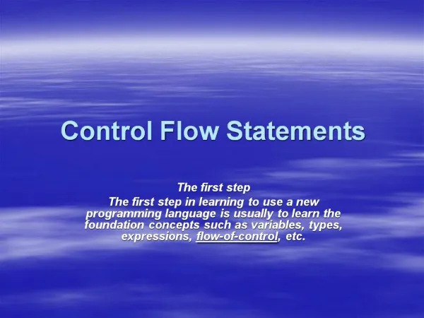 Control Flow Statements