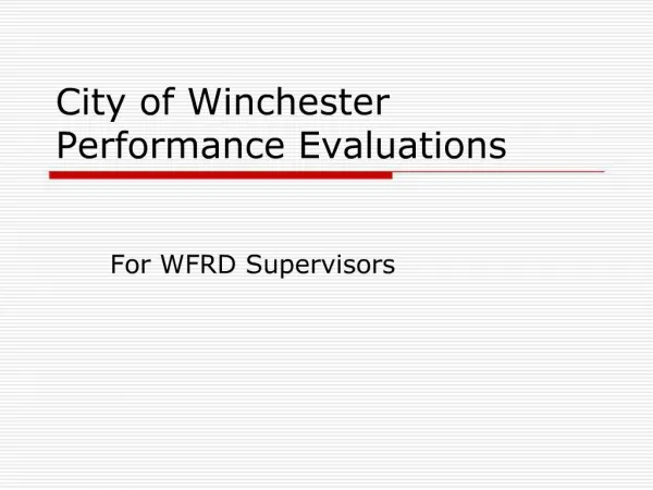 City of Winchester Performance Evaluations
