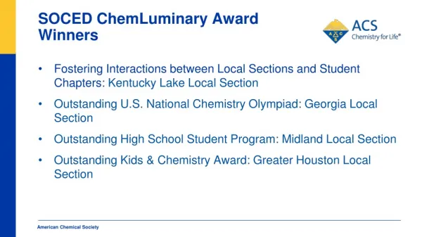 SOCED ChemLuminary Award Winners