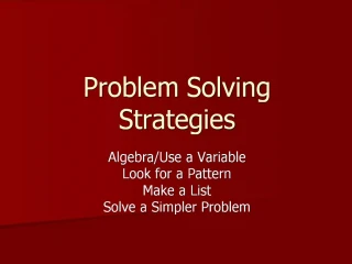 Problem Solving Strategies - slide 1
