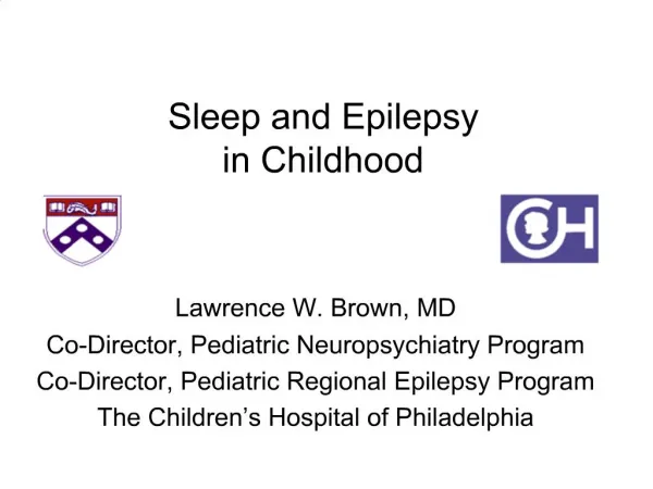 Sleep and Epilepsy in Childhood