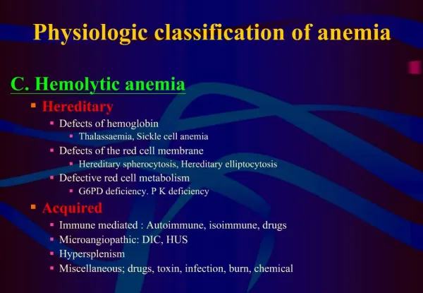 Physiologic classification of anemia