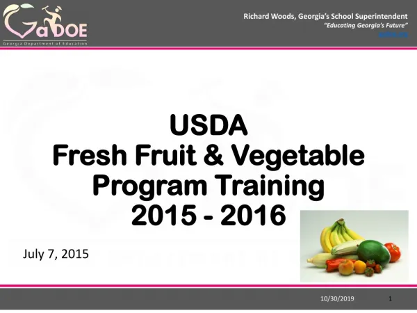 USDA Fresh Fruit &amp; Vegetable Program Training 2015 - 2016