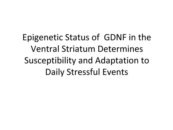 Epigenetic Status of GDNF in the Ventral Striatum Determines Susceptibility and Adaptation to Daily Stressful Events