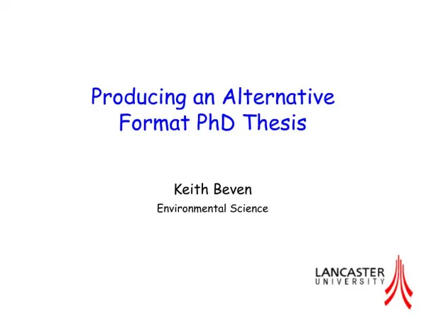 Producing an Alternative Format PhD Thesis