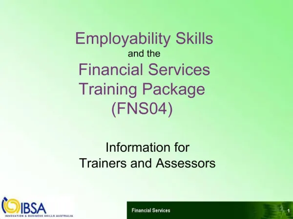 Employability Skills and the Financial Services Training Package FNS04