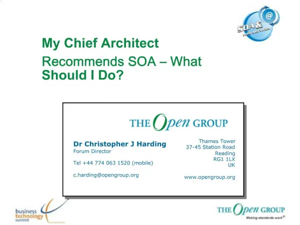 My Chief Architect Recommends SOA What Should I Do
