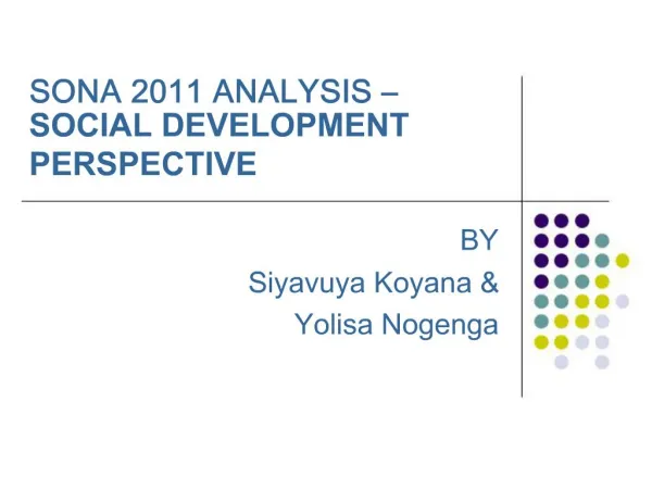 SONA 2011 ANALYSIS SOCIAL DEVELOPMENT PERSPECTIVE