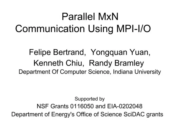 Parallel MxN Communication Using MPI-I