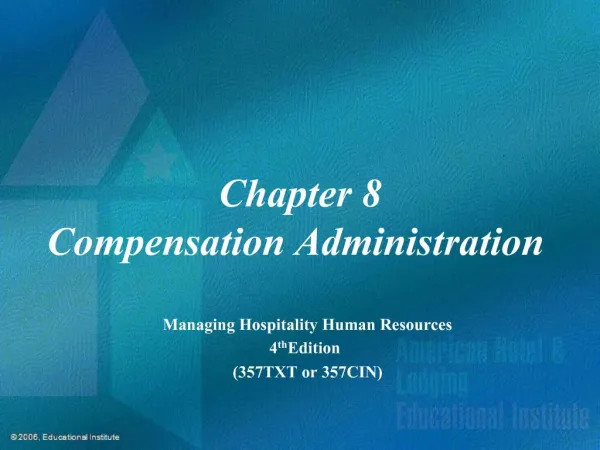Chapter 8 Compensation Administration
