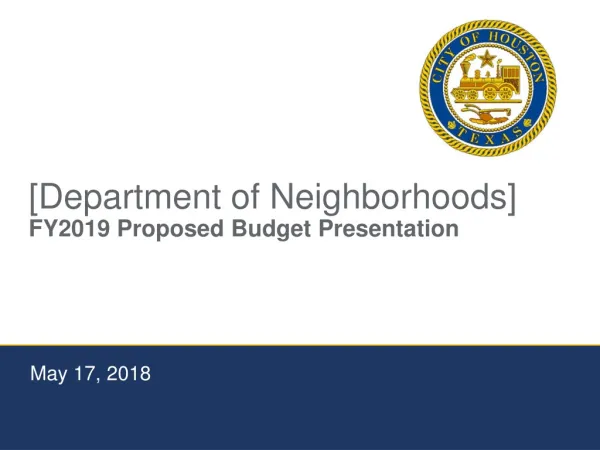 [Department of Neighborhoods] FY2019 Proposed Budget Presentation