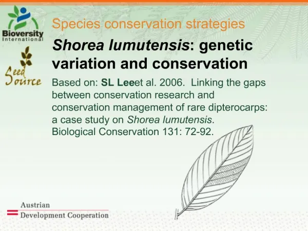 Species conservation strategies