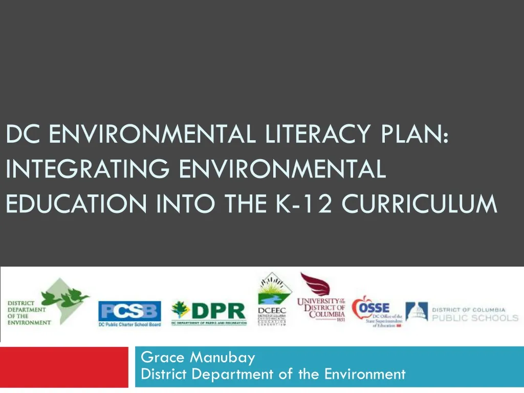 dc environmental literacy plan integrating environmental education into the k 12 curriculum