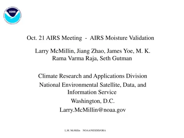 Oct. 21 AIRS Meeting - AIRS Moisture Validation
