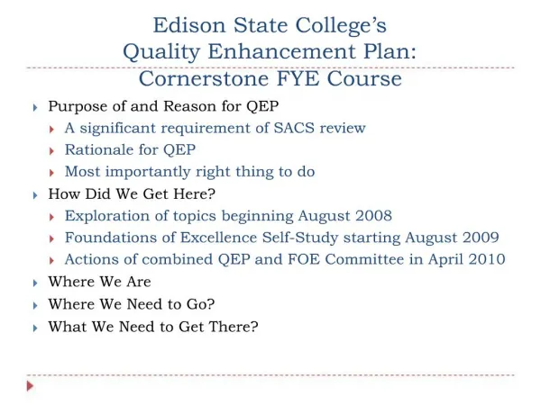 Edison State College s Quality Enhancement Plan: