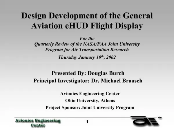 Design Development of the General Aviation eHUD Flight Display For the Quarterly Review of the NASA