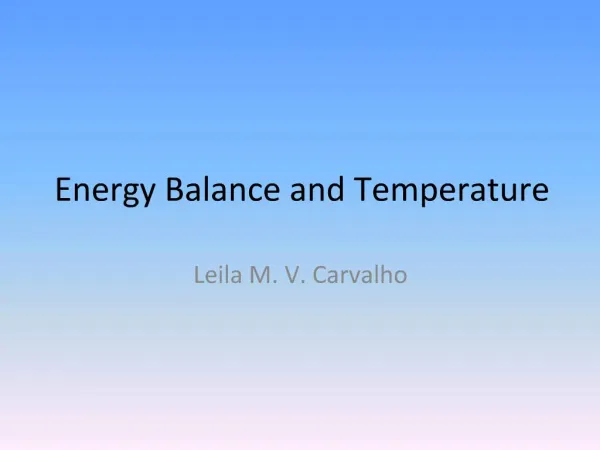 Energy Balance and Temperature