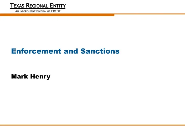 Enforcement and Sanctions