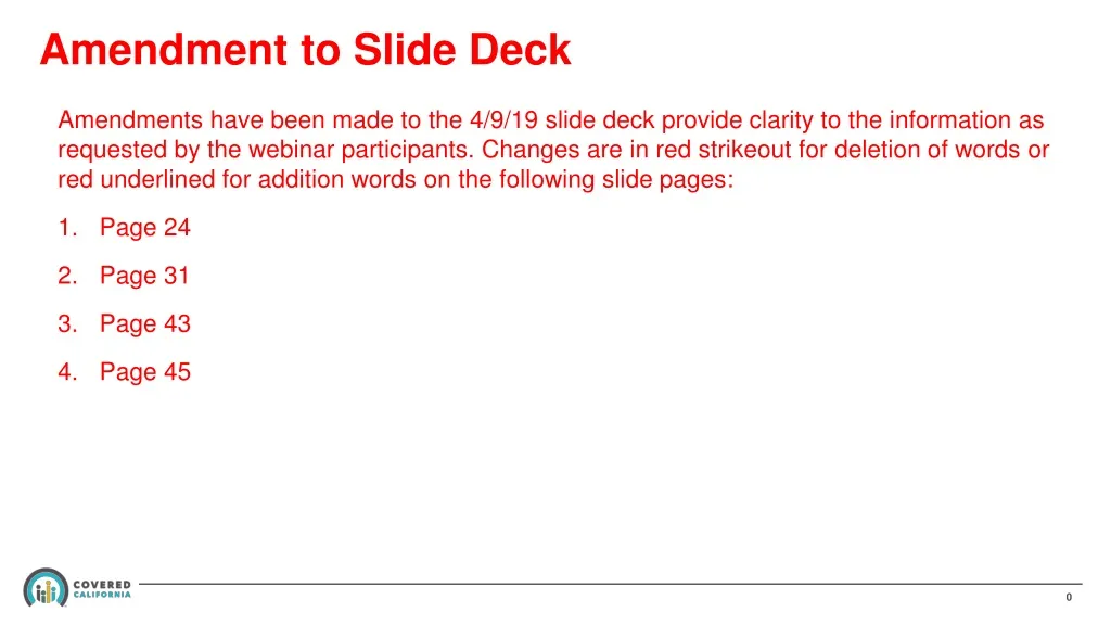 amendment to slide deck
