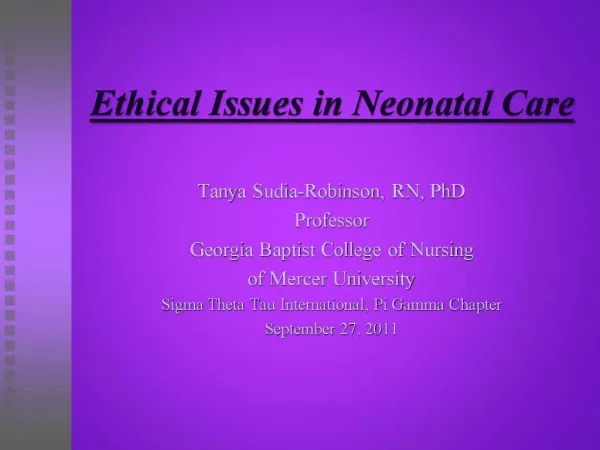 Ethical Issues in Neonatal Care