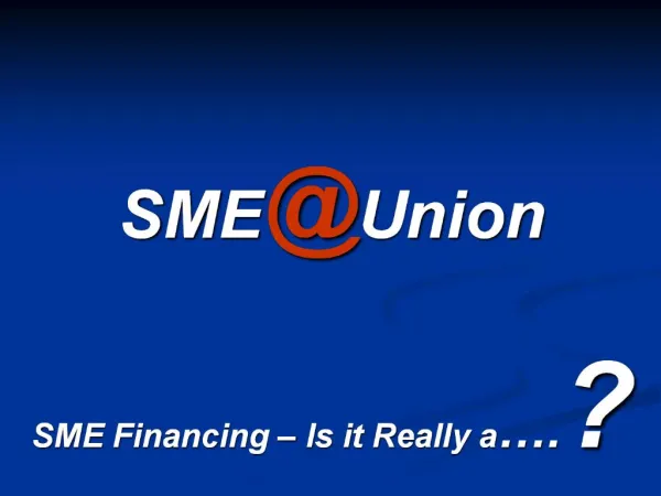 SMEUnion SME Financing Is it Really a .