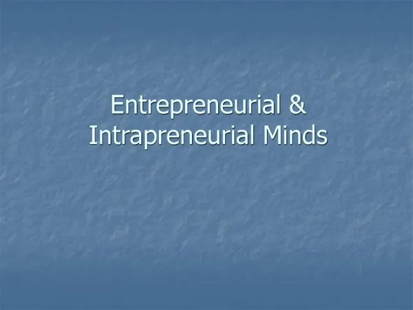 Entrepreneurial Intrapreneurial Minds