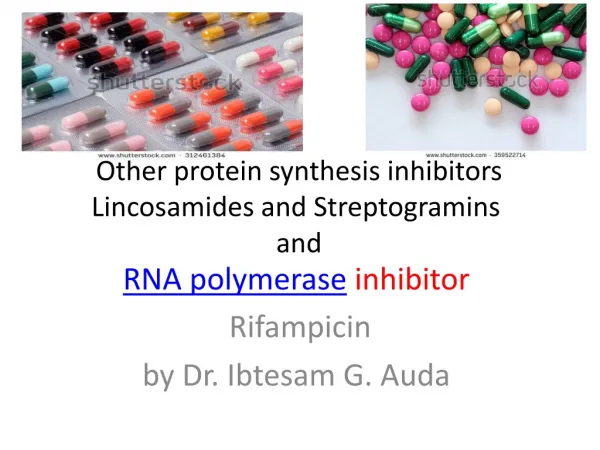 Other protein synthesis inhibitors Lincosamides and Streptogramins and