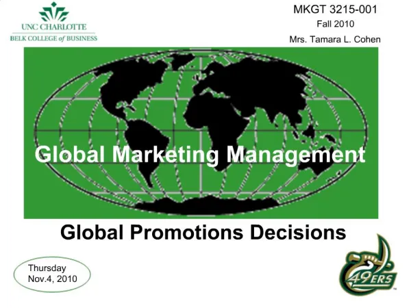 Global Marketing Management Global Promotions Decisions
