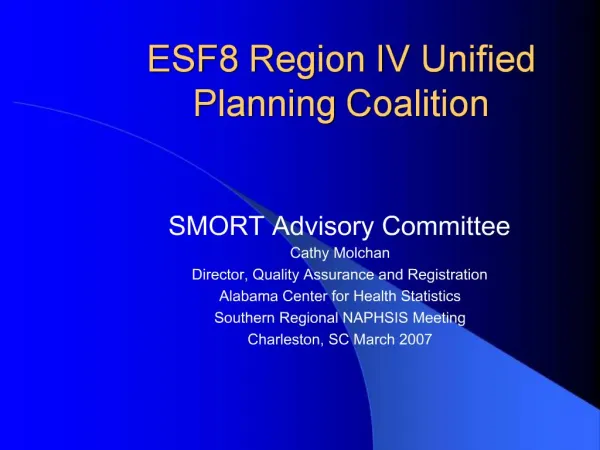 ESF8 Region IV Unified Planning Coalition