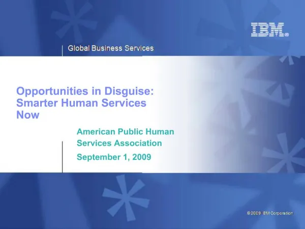 Opportunities in Disguise: Smarter Human Services Now