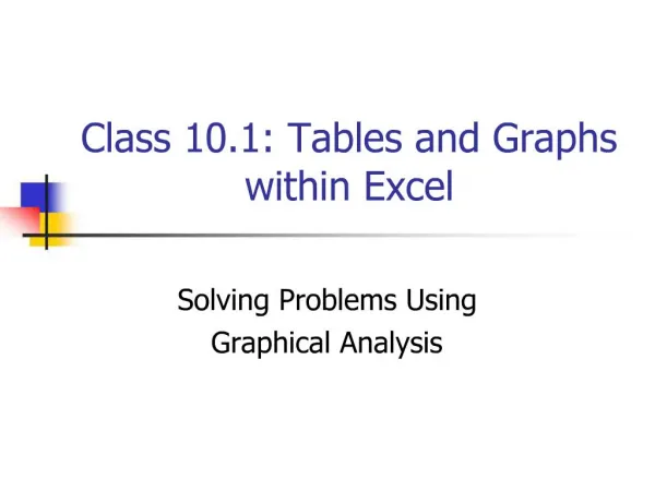 Class 10.1: Tables and Graphs within Excel