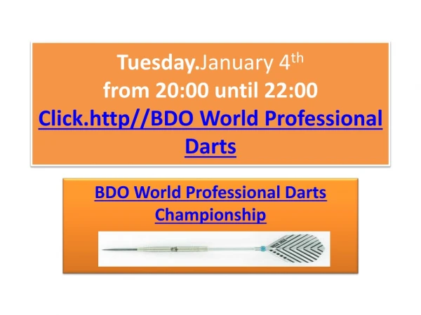 BDO World Professional Darts Championship Live Stream 2011
