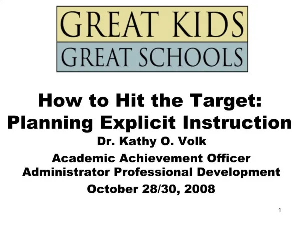 How to Hit the Target: Planning Explicit Instruction