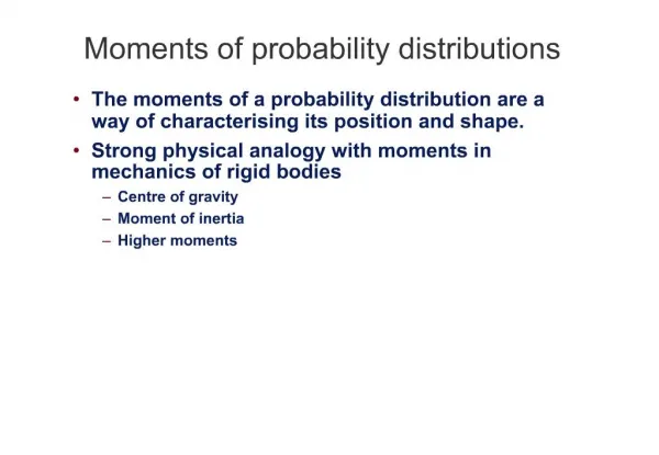 Moments of probability distributions