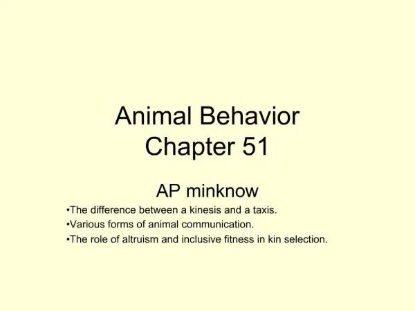 Animal Behavior Chapter 51