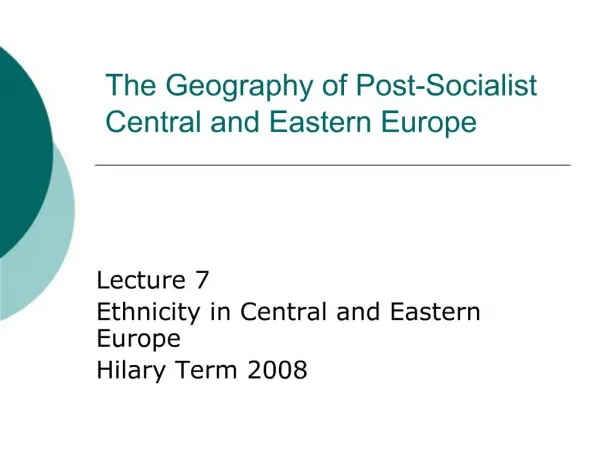The Geography of Post-Socialist Central and Eastern Europe