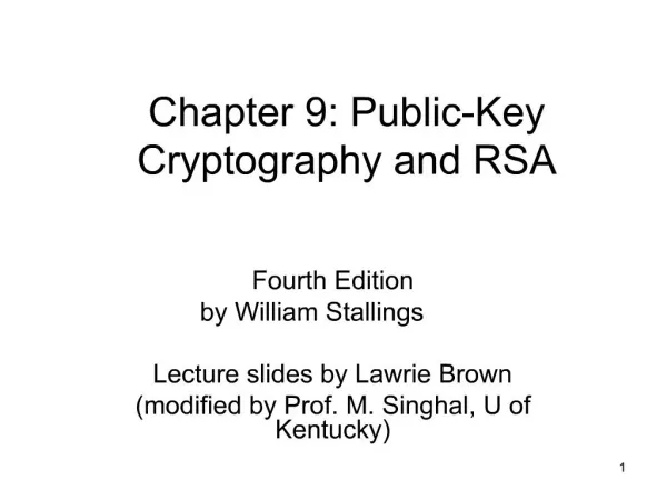 Chapter 9: Public-Key Cryptography and RSA
