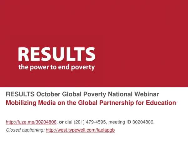 RESULTS October Global Poverty National Webinar