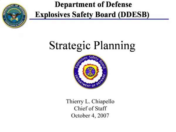 Department of Defense Explosives Safety Board DDESB Strategic Planning
