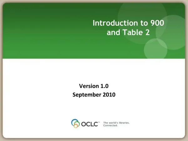 Introduction to 900 and Table 2