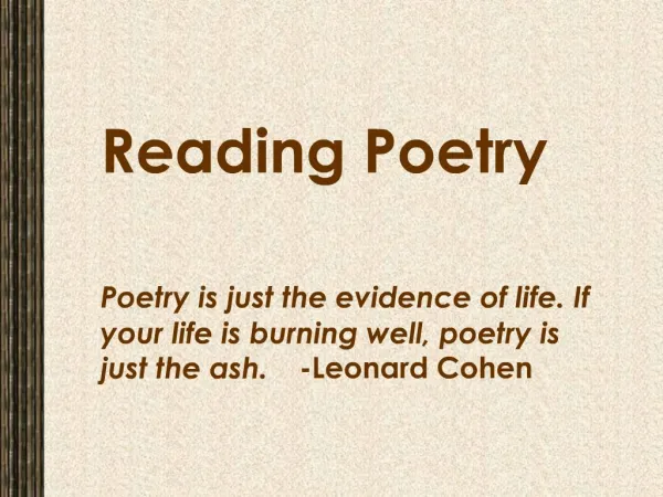 Reading Poetry