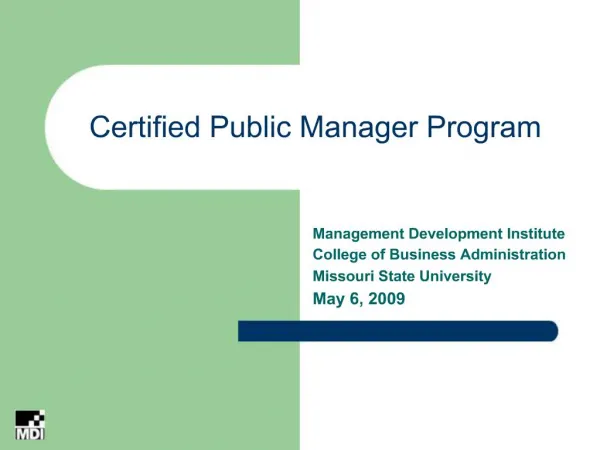 Certified Public Manager Program
