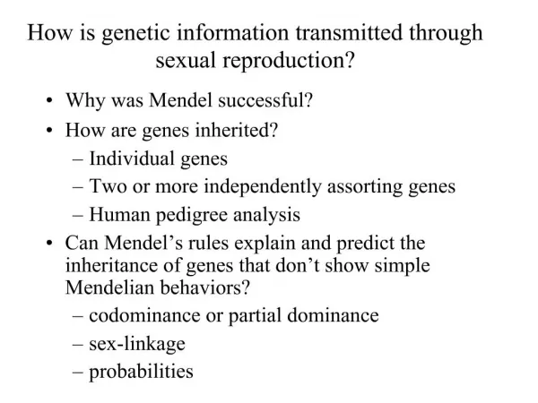 How is genetic information transmitted through sexual reproduction