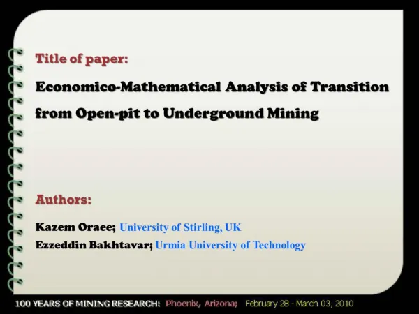 Economico-Mathematical Analysis of Transition from Open-pit to Underground Mining