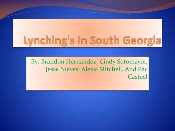 Lynching's In South Georgia