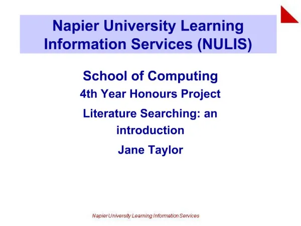 Napier University Learning Information Services NULIS